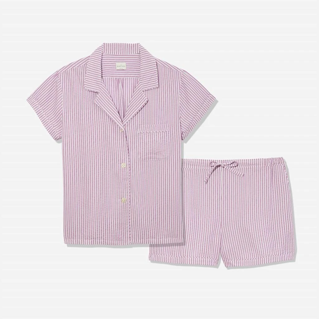 The Sleep Code Women
s Ticking Stripe Short Pj Set In Berry 5