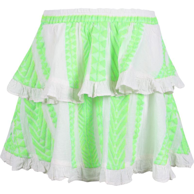 Devotion Geometric print tiered ruffled skirt in green and white
