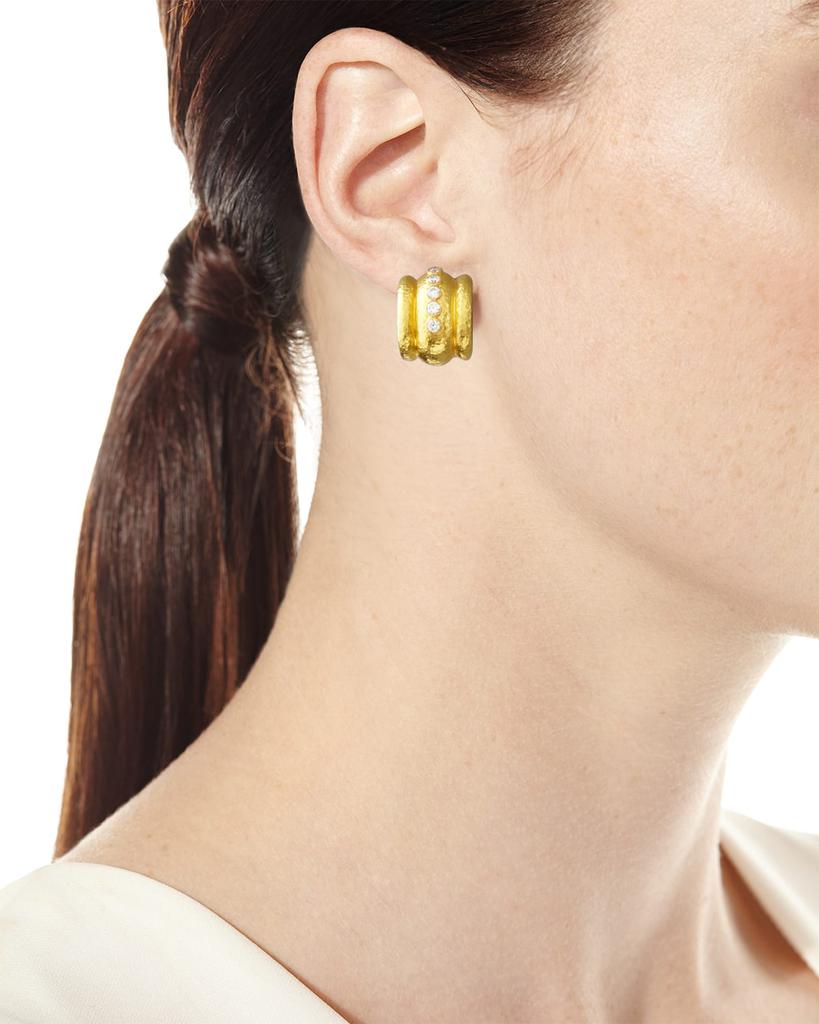 Elizabeth Locke 19K Amalfi Diamond Gold Huggie Earrings