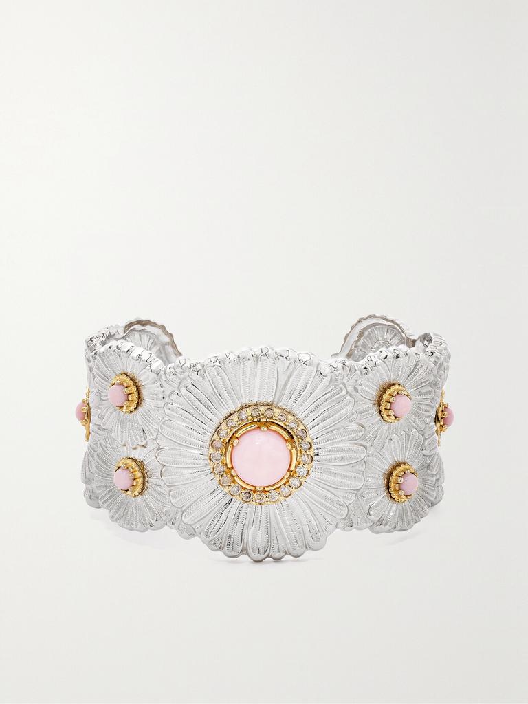 Buccellati Daisy Blossoms 纯银、镀金、蛋白石、钻石手镯