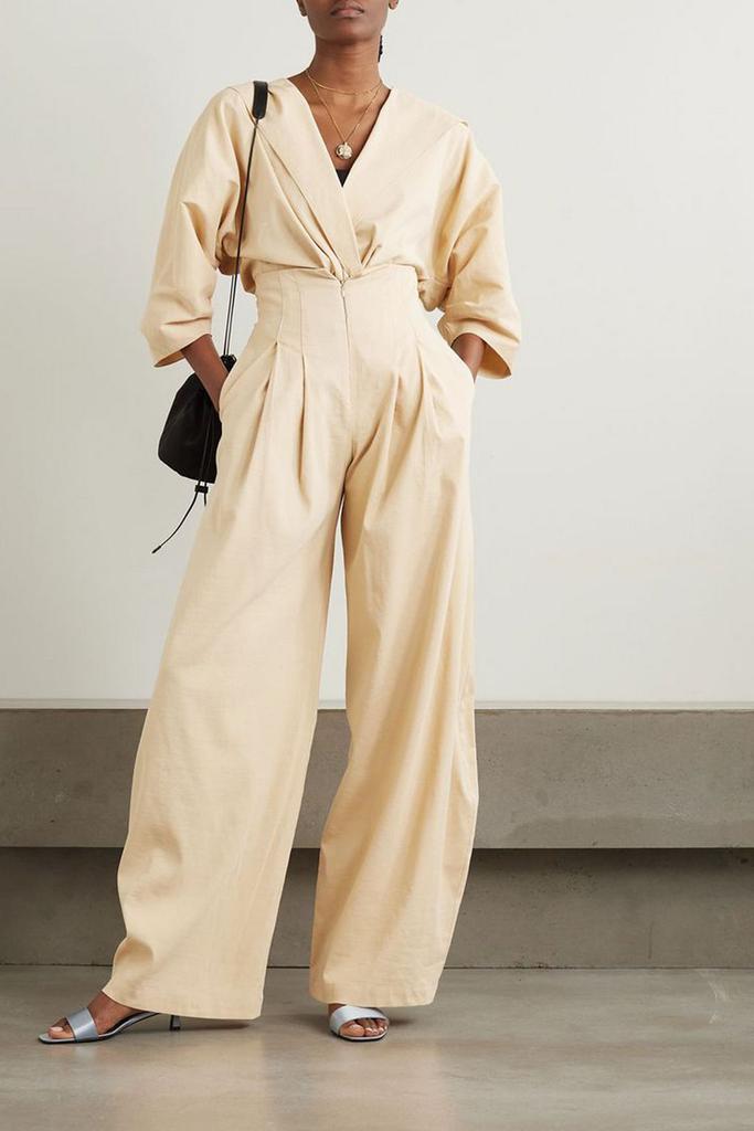 CORTANA Mira cropped layered hemp-blend jacket
