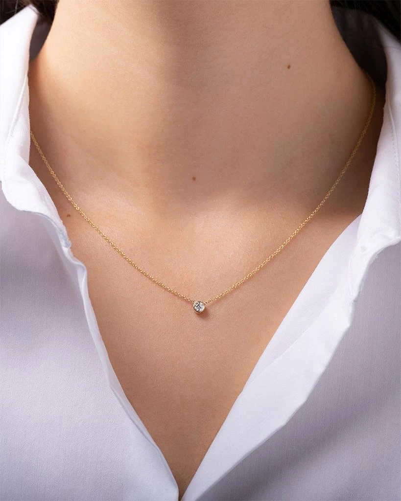 Zoe Lev 14K Yellow Gold Diamond Bezel Fine Link Pendant Necklace, 16-18" 2