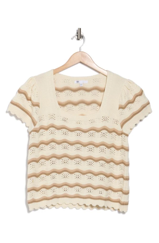 DR2 by Daniel Rainn Cotton Wavy Stripe Short Sleeve Sweater 3