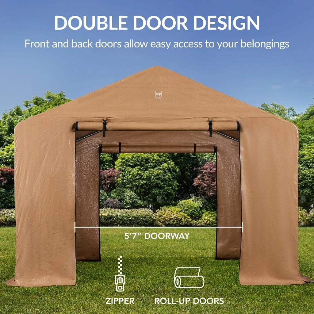 Best Choice Products 10x8ft Outdoor Fabric Storage Shed, Steel Frame, Dual Zipper Doors, Window 4