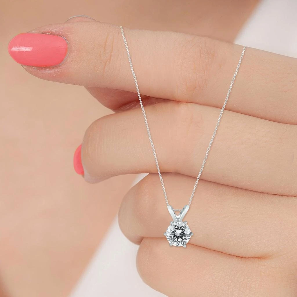 SSELECTS Ags Certified 1 Carat 6 Prong Diamond Solitaire Pendant In 14K White Gold 4