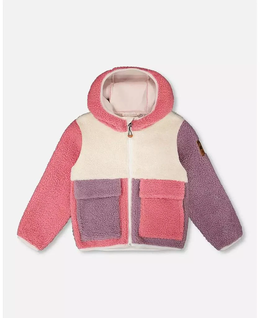 Deux par Deux Girl Sherpa Jacket Pink Colorblock - Toddler|Child