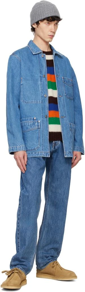 Drake's Blue Selvedge Five-Pocket Denim Chore Jacket 4