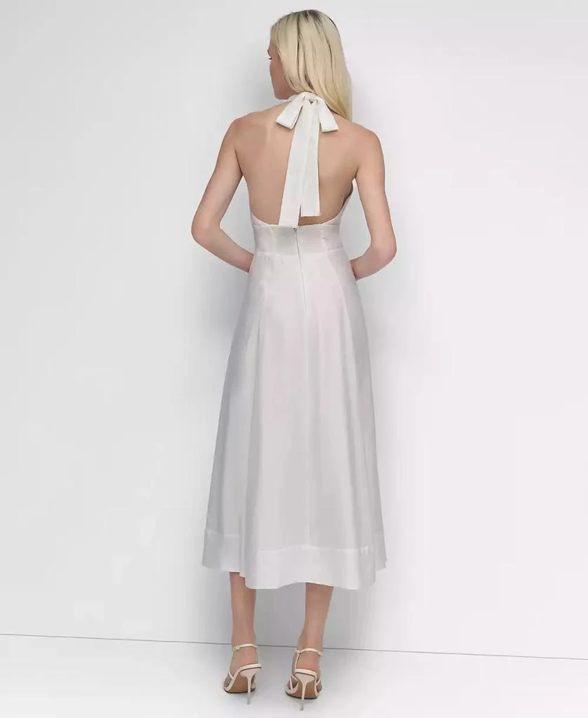 knee length dresses for ladies Off-White Brocade Tiered Tie-Back Midi-Dress