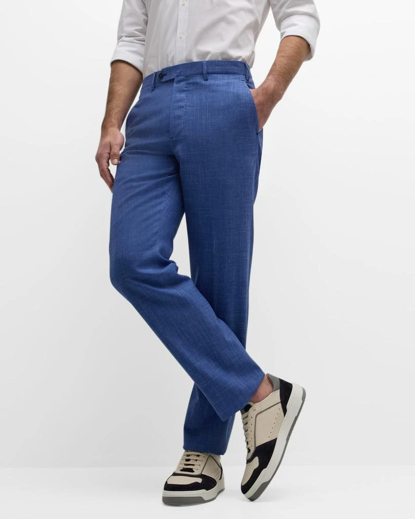 Isaia Men's Cropped Linen-Blend Pants 6