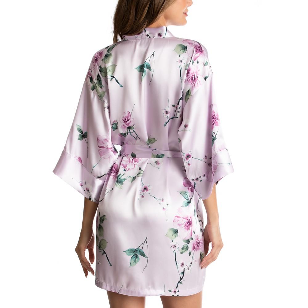 Linea Donatella Floral-Print Satin Wrap Robe