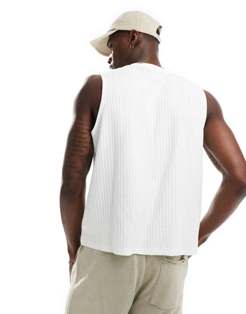 ASOS ASOS DESIGN cropped seersucker tank in white 3