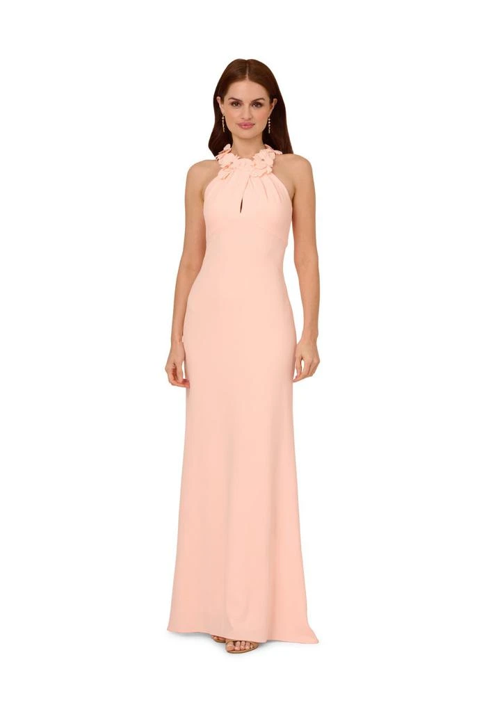 Adrianna Papell Rosette halter crepe gown 5