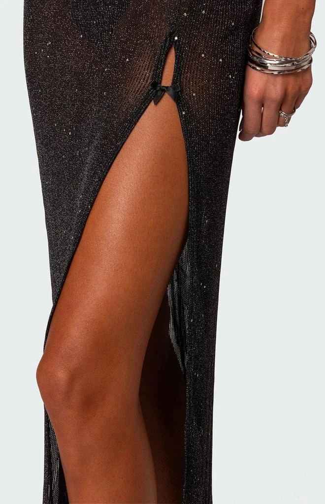 Edikted Sheer Micro Sequin Slitted Maxi Dress 5