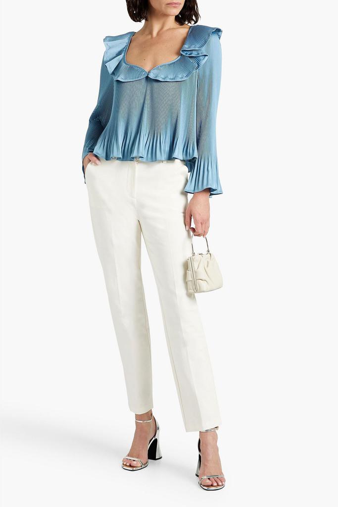 Derek Lam Charis ruffled plissé satin-crepe top
