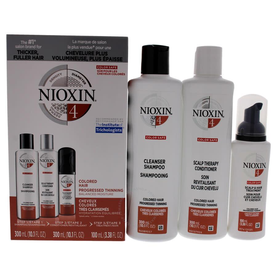 NIOXIN System 4 Colored Hair Progressed Thinning Kit by Nioxin for Unisex - 3 Pc 10.1oz Color Safe Cleanser Shampoo