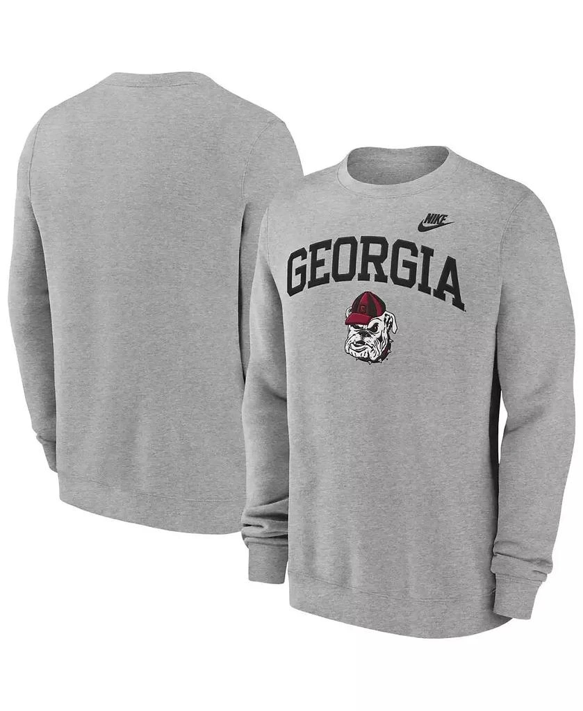 Fanatics Nike Men's Heather Gray Georgia Bulldogs Legacy Classic Tackle Twill Embroidered Arch Over Logo Pullover Sweatshirt 1
