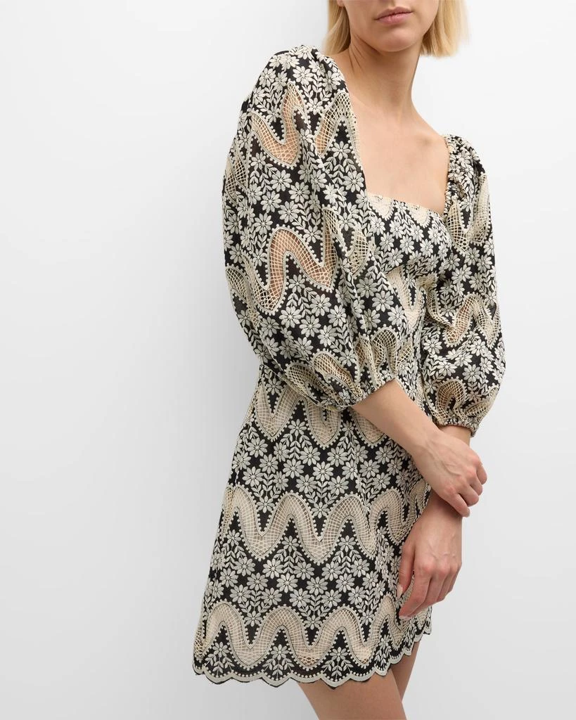 Cara Cara Montauk Two-Tone Floral Eyelet Cotton Mini Dress 6