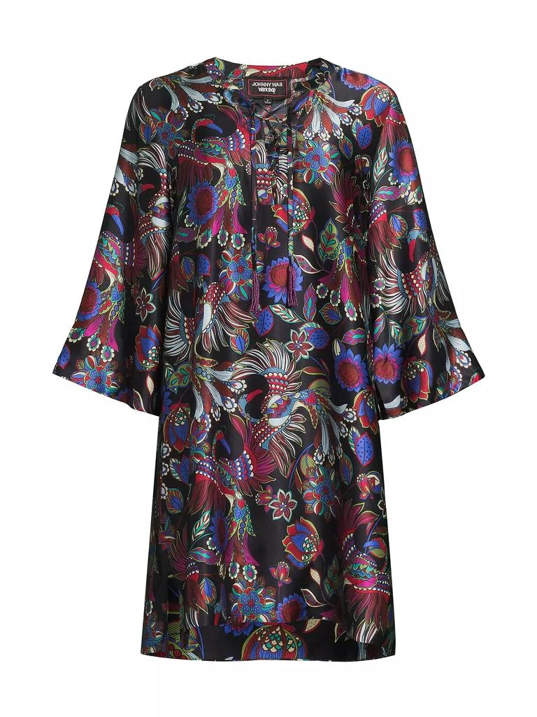 Johnny Was Avya Floral Silk Kimono-Style Dress 1