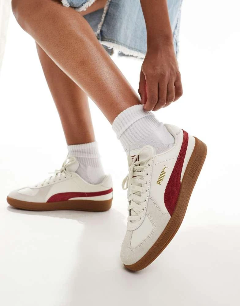 Puma Puma Army trainers in white and burgundy 4