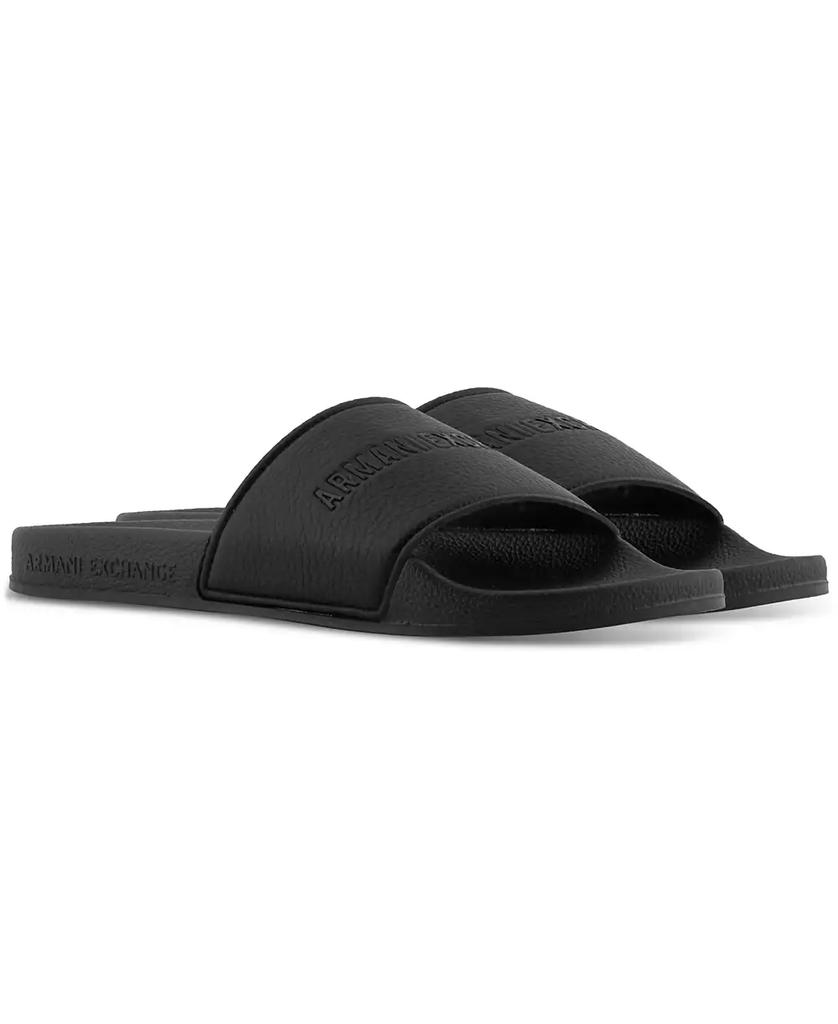 Armani Exchange Men's Logo Embossed Slip-On Slide Sandals