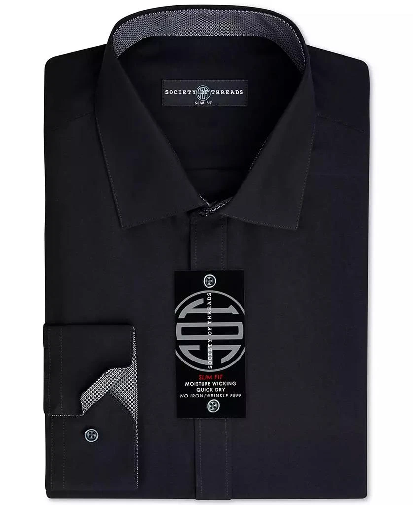 Society of Threads Men's Slim-Fit Non-Iron Performance Solid Dress Shirt 1