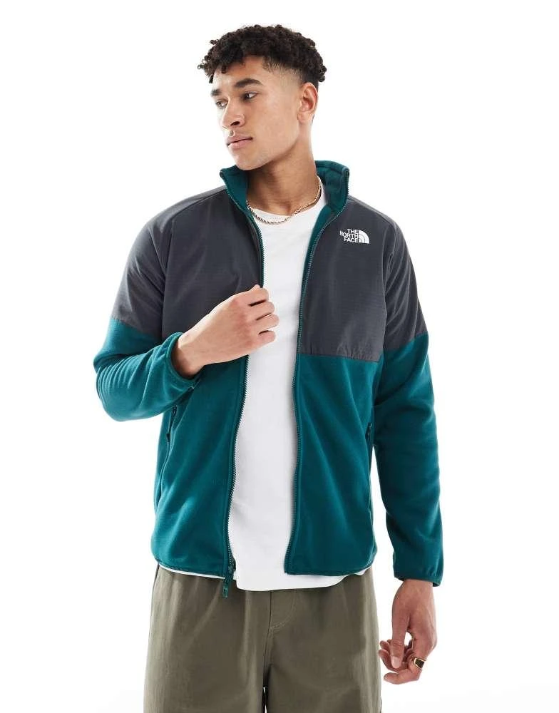 The North Face The North Face Glacier heavyweight full-zip fleece in green and grey 1