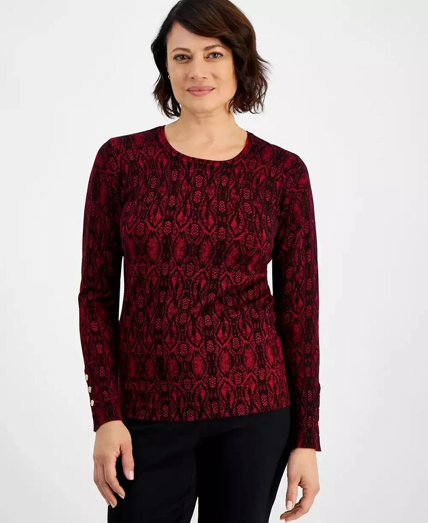 JM Collection Petite Trina Python-Print Sweater, Created for Macy's 1