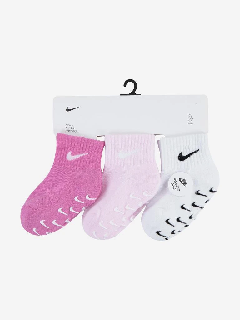 NIKE Nike Baby Girls 3 Pack Gripper Quarter Socks Set in Pink 4