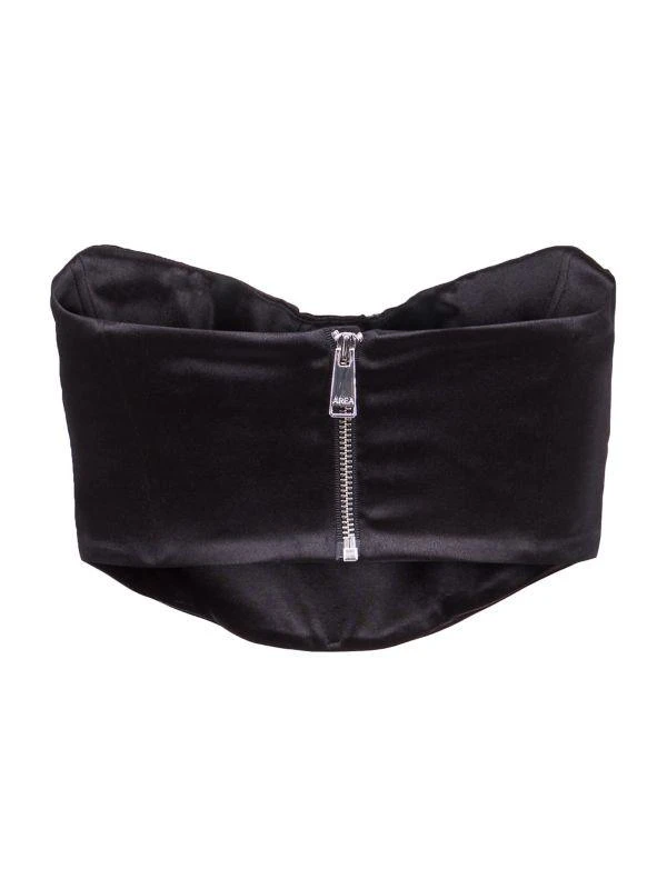 AREA Strapless Crystal-Embellished Bustier Top 2