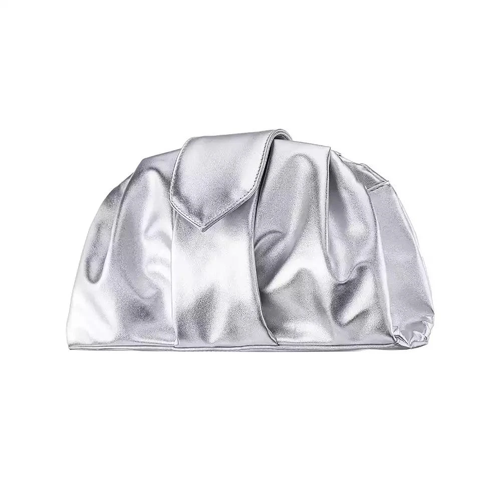 Nina Pleated Metallic Soft Clutch 2