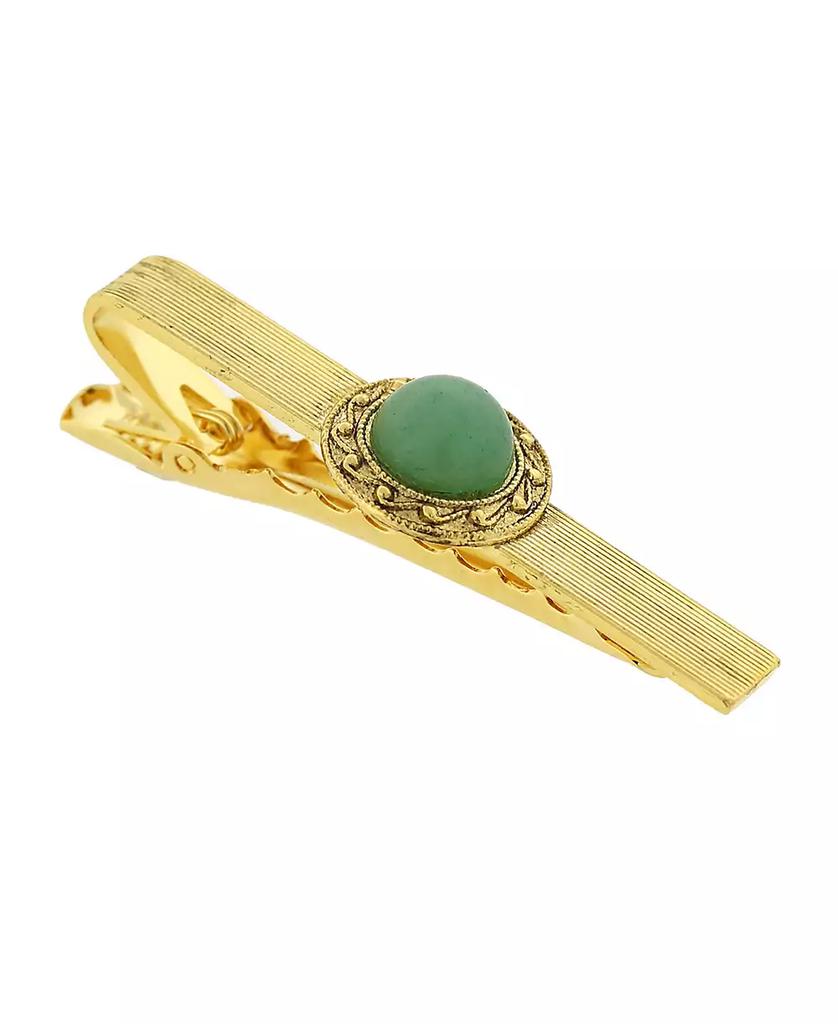 1928 Jewelry 14K Gold Plated Semi-Precious Aventurine Tie Bar Clip