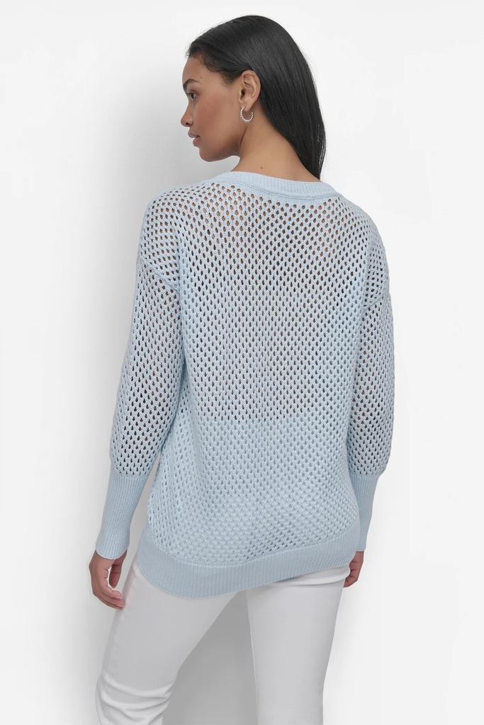 DKNY 3/4 WIDE SLEEVE CREW NECKOPEN POINTELLE STITCH