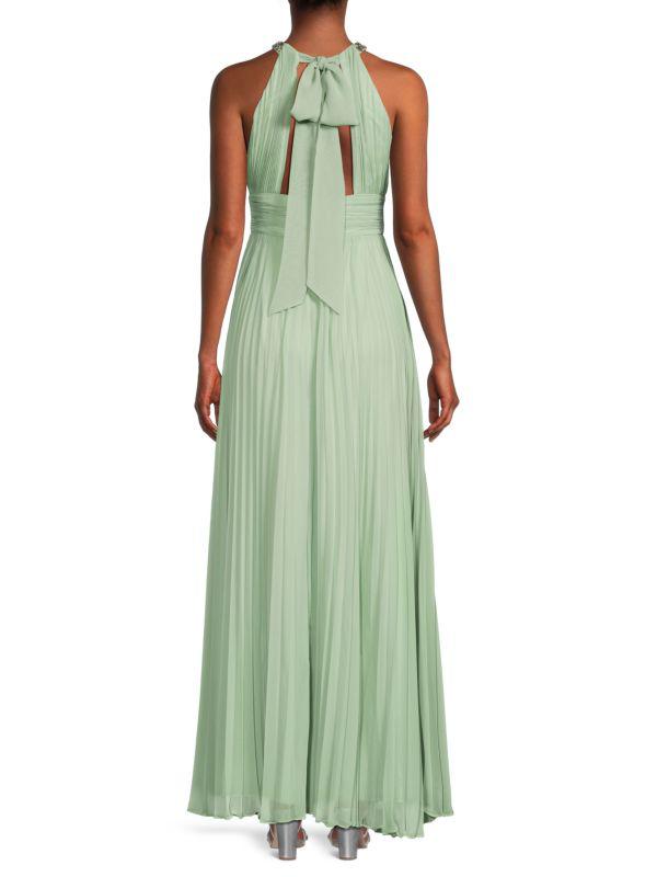 Eliza J Accordion Pleat Chiffon Embellished Gown