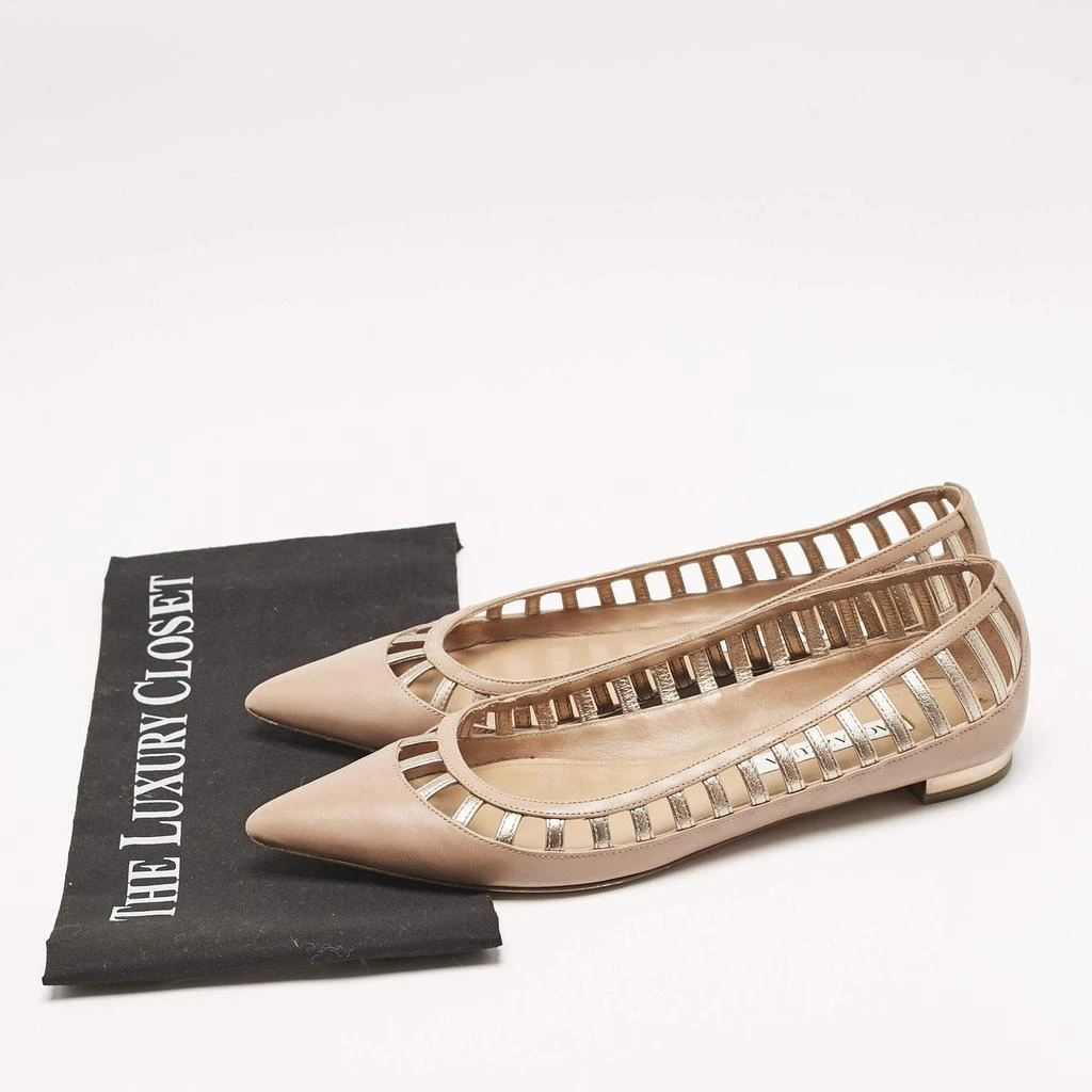 Aquazzura Aquazzura Beige Leather Le Parisien Pointed Toe Ballet Flats Size 38 9