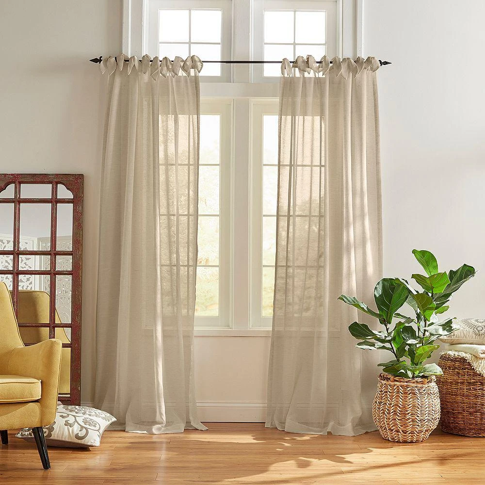 Elrene Home Fashions Vienna Tie-Top Sheer Curtain Panel, 52" x 84" 1