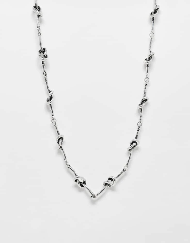 Reclaimed Vintage Reclaimed Vintage unisex knot link chain necklace in silver 1