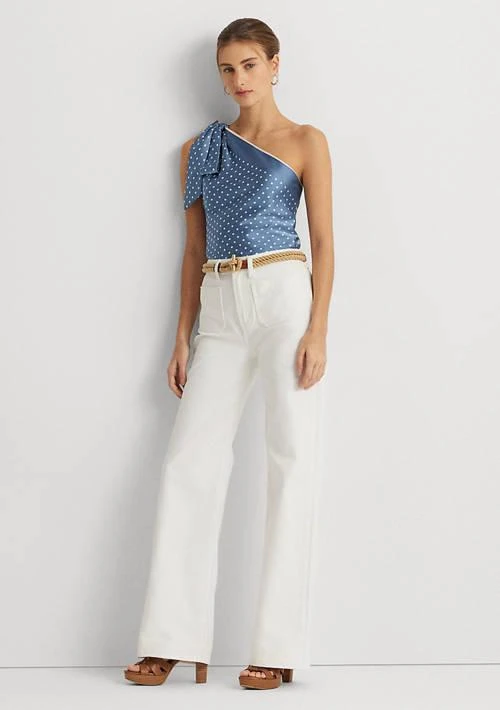 Ralph Lauren Ralph Lauren Polka Dot Charmeuse One Shoulder Blouse 4