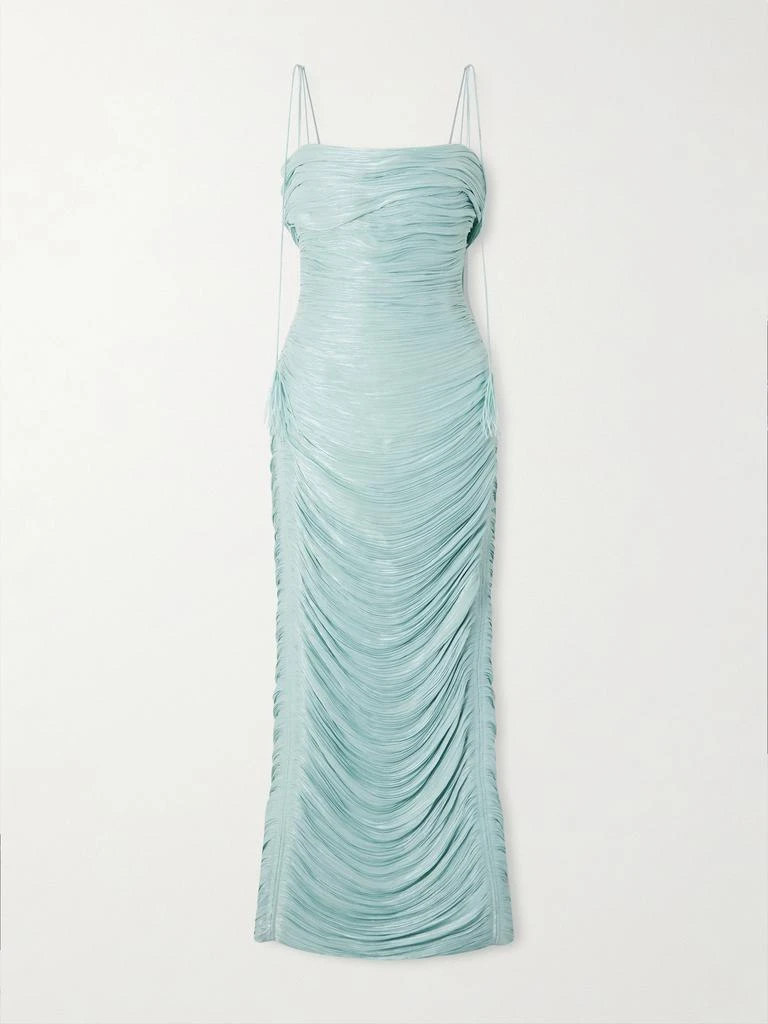 Marmar Halim Ruched Pleated Satin Gown