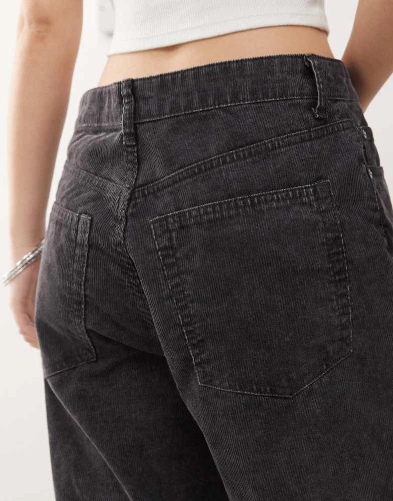 Weekday Weekday Astro Unisex wide leg cord trousers in black 4