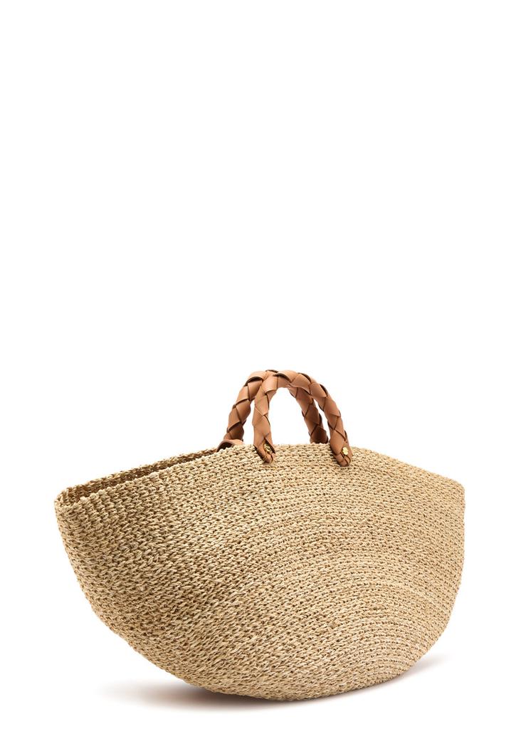 ARANAZ Market large raffia top handle bag