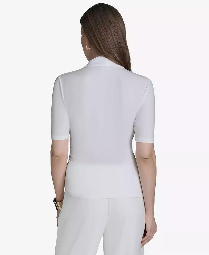 HALSTON Women's Ruched Faux-Wrap Top