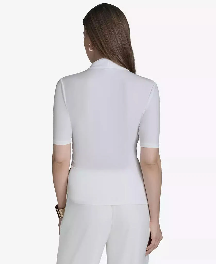 HALSTON Women's Ruched Faux-Wrap Top 2