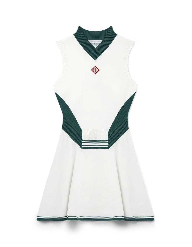 Casablanca Draped Tennis Dress In White And Green 1