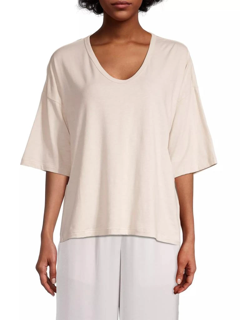 Barefoot Dreams Slub Jersey V-Neck Boxy T-Shirt 3