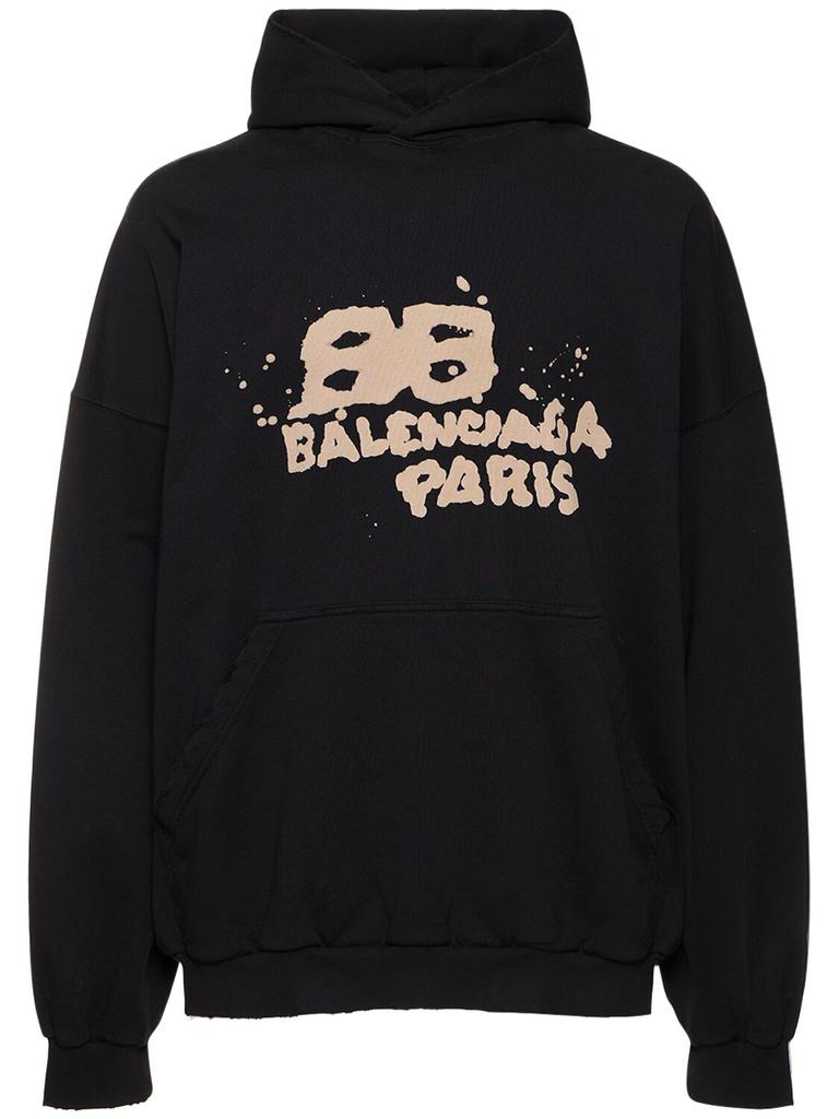 BALENCIAGA Hand Drawn Bb Icon Cotton Hoodie
