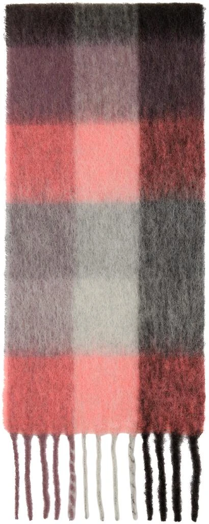 Acne Studios Pink Mohair Checked Scarf 2