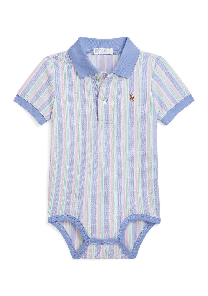 Ralph Lauren Baby Boys Striped Oxford Mesh Polo Bodysuit