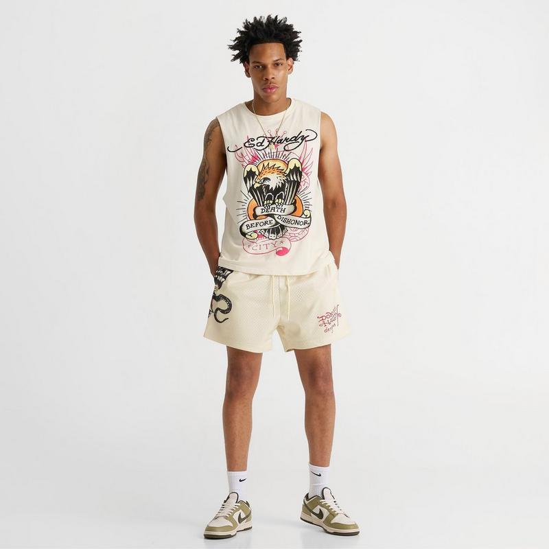 Ed Hardy Men
s Ed Hardy Dagger Rose Mesh Shorts