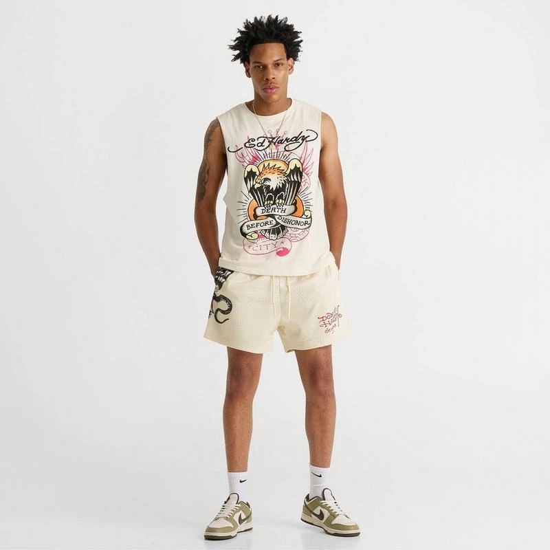 Ed Hardy Men
s Ed Hardy Dagger Rose Mesh Shorts 2