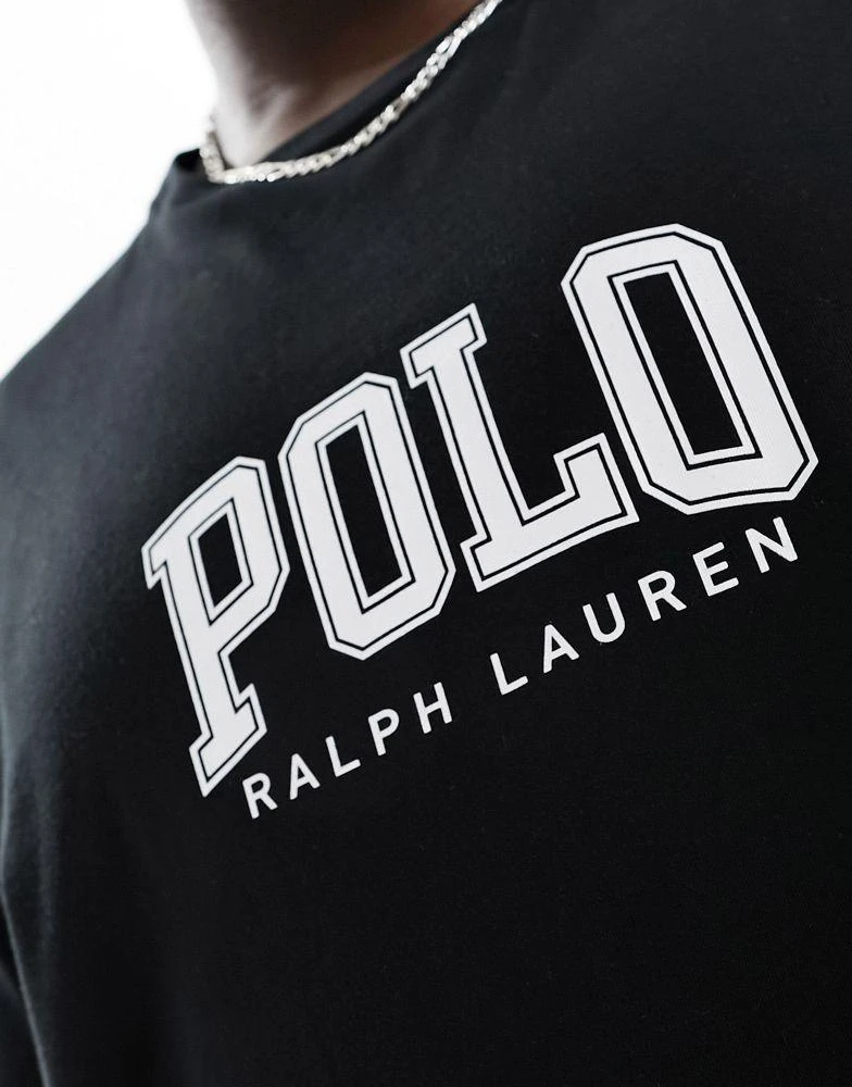 Ralph Lauren Polo Ralph Lauren Big & Tall collegiate logo t-shirt classic oversized fit in black 2